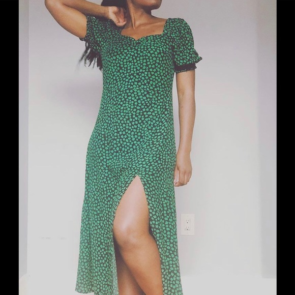 Dress by H&M split, puff sleeve XS NWT - Picture 5 of 6